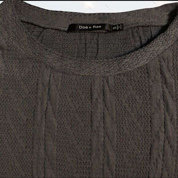 Bell Sleeves Grey Heather Cable Knit Sweater - Picture 5 of 6